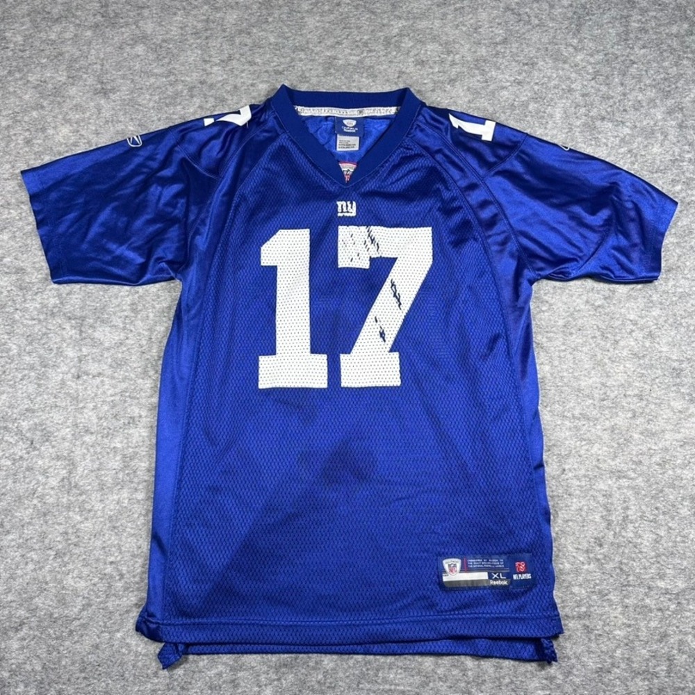 Reebok NFL Jersey Youth XL Blue Plaxico Burress 17 New York Giants Mesh